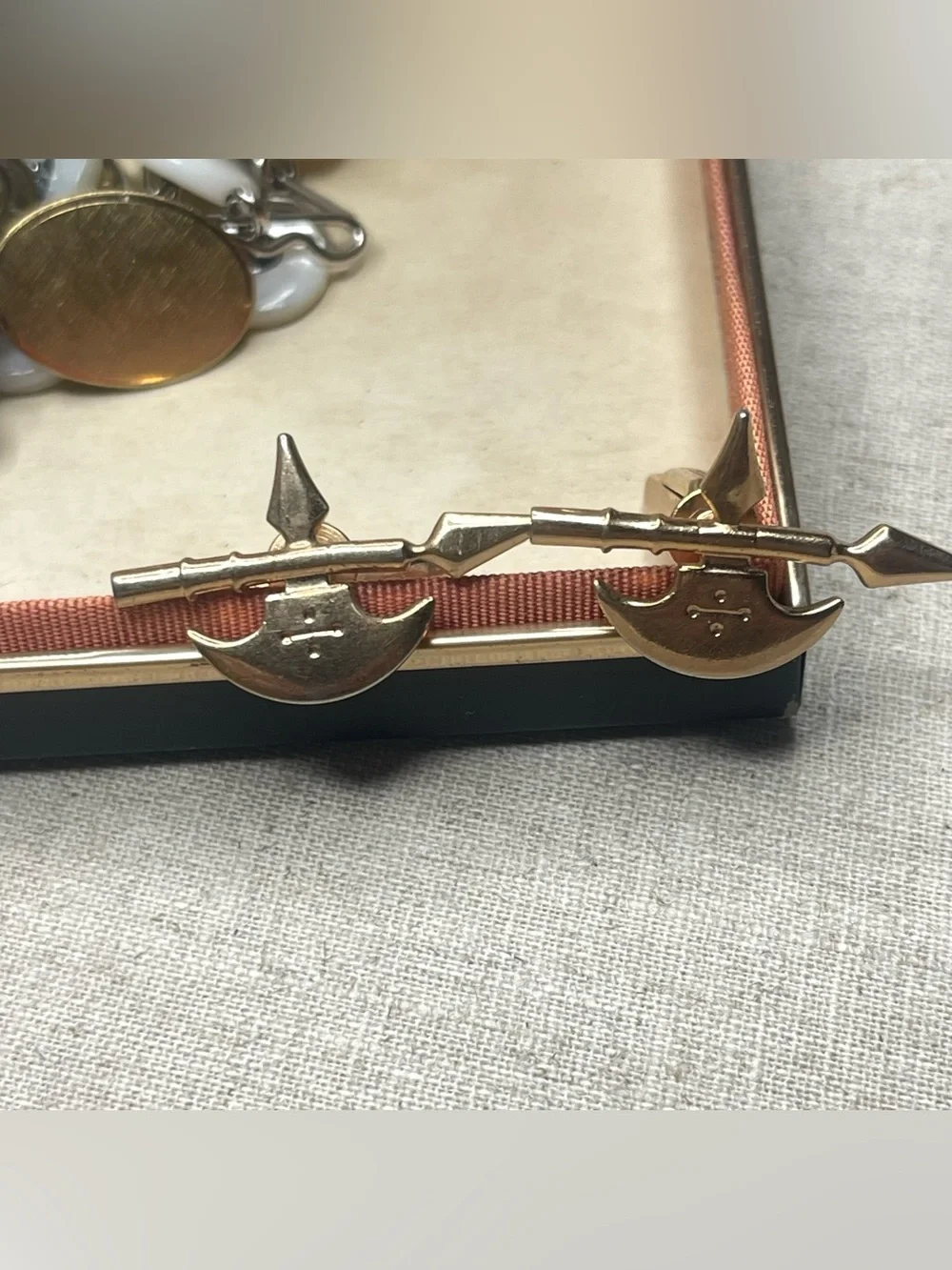 Gold Tone Spear & Helmet Cufflinks - Men's Accessories